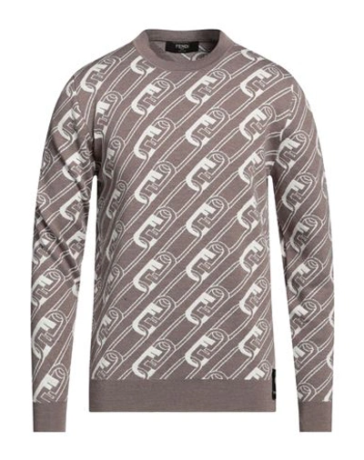 Shop Fendi Man Sweater Lead Size 42 Virgin Wool In Grey