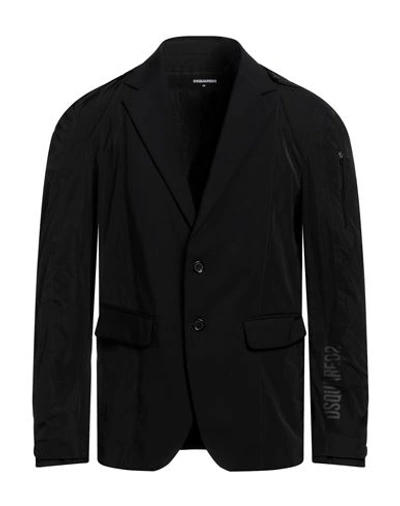 Shop Dsquared2 Man Blazer Black Size 40 Polyester, Virgin Wool, Elastane
