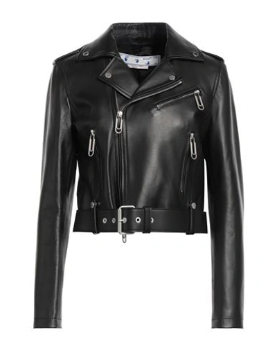 Off-white Woman Jacket Black Size 6 Lambskin In Black