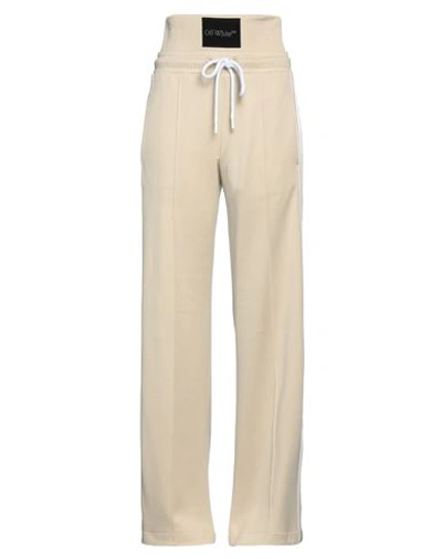 Shop Off-white Woman Pants Beige Size 6 Polyamide, Cotton