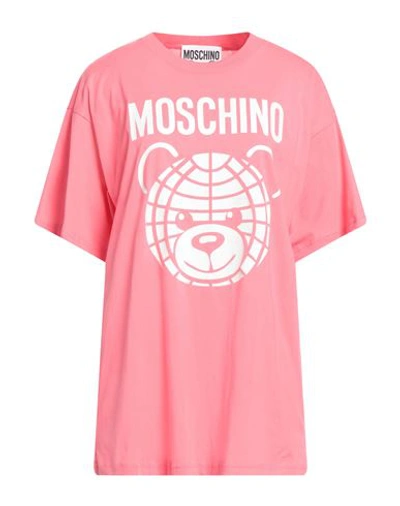 Moschino Woman T-shirt Pink Size L Organic Cotton In Pink