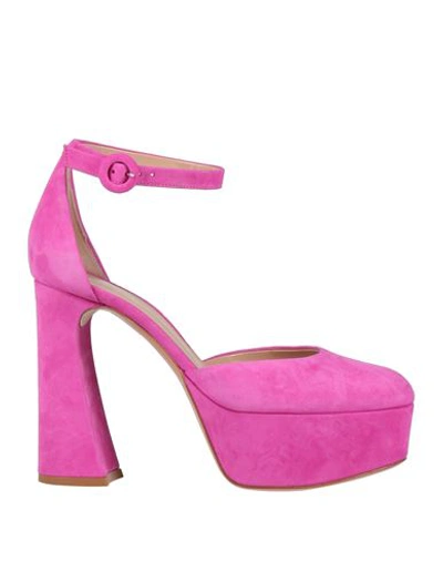 Shop Gianvito Rossi Woman Pumps Fuchsia Size 8 Soft Leather In Pink