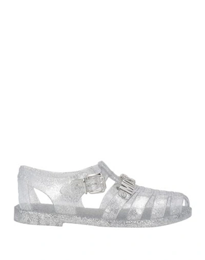 Shop Moschino Woman Sandals Silver Size 8 Rubber
