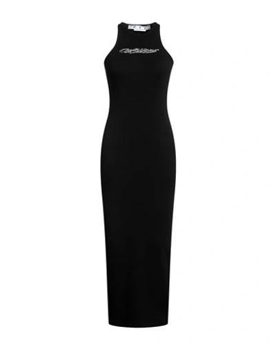 Shop Off-white Woman Maxi Dress Black Size L Cotton, Elastane, Glass
