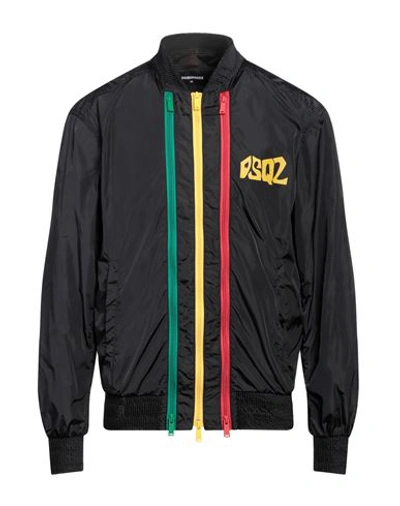 Dsquared2 Logo Print Windbreaker With Zip Detail In Black