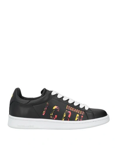 Shop Dsquared2 Man Sneakers Black Size 9 Calfskin, Textile Fibers
