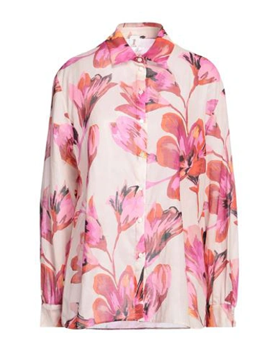 Shop 1-one Woman Shirt Fuchsia Size 10 Cotton In Pink