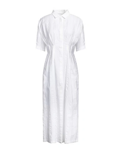 Shop Fabiana Filippi Woman Midi Dress White Size 8 Cotton, Silk