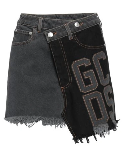 Shop Gcds Woman Denim Skirt Lead Size 30 Cotton In Grey