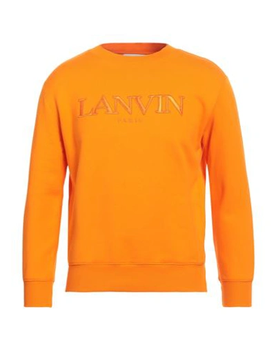 Shop Lanvin Man Sweatshirt Orange Size L Cotton, Polyester, Elastane