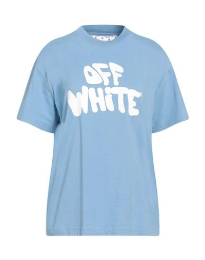 Shop Off-white Woman T-shirt Pastel Blue Size M Cotton