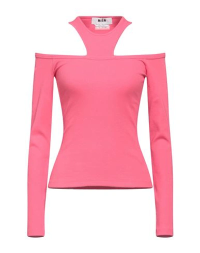 Shop Msgm Woman T-shirt Pink Size L Cotton, Elastane
