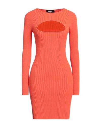 Dsquared2 Woman Mini Dress Orange Size Xs Viscose, Polyester In Orange