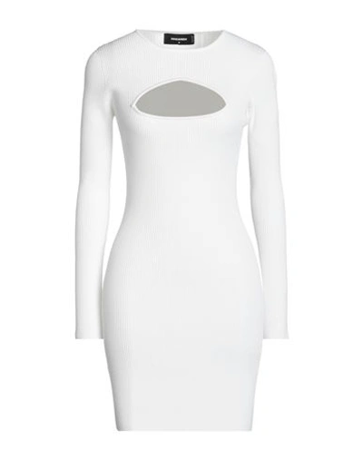 Shop Dsquared2 Woman Mini Dress White Size L Viscose, Polyester