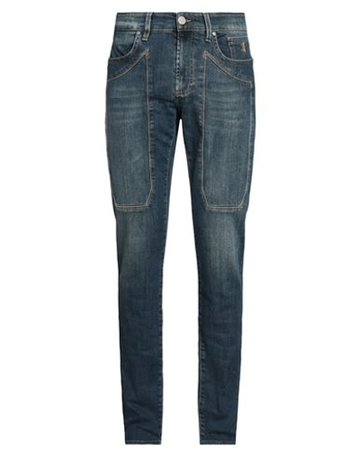 Shop Jeckerson Man Jeans Blue Size 34 Cotton, Elastane