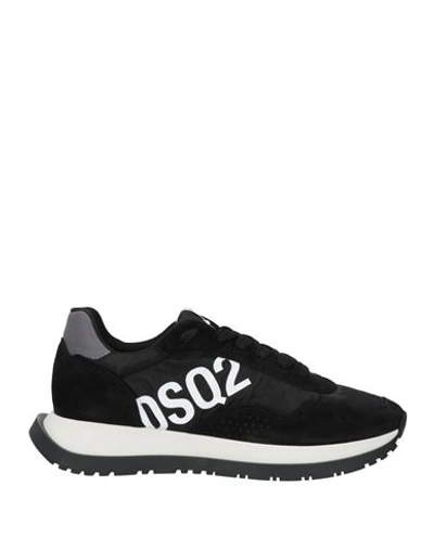 Dsquared2 Man Sneakers Black Size 12 Textile Fibers In Black