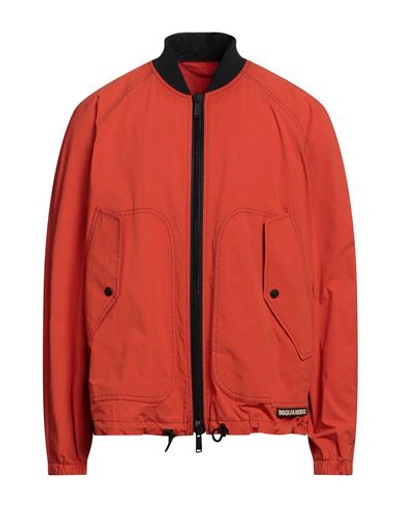 Shop Dsquared2 Man Jacket Orange Size 38 Cotton, Elastane