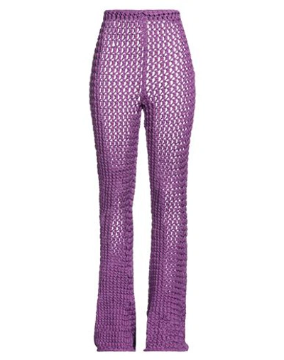 Shop Moschino Woman Pants Purple Size 6 Cotton, Viscose, Polyamide