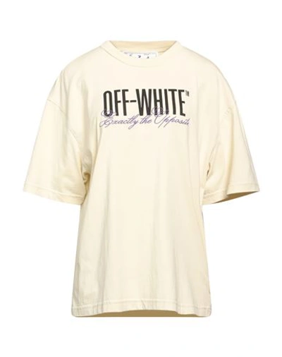 Shop Off-white Woman T-shirt Beige Size L Cotton, Polyester