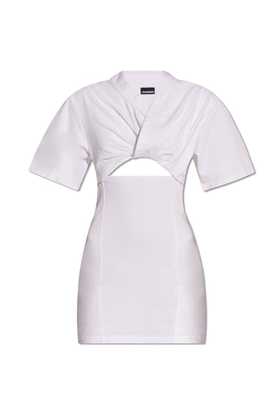 Shop Jacquemus Twisted T In White
