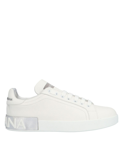 Shop Dolce & Gabbana Portofino Sneakers In White And Silver