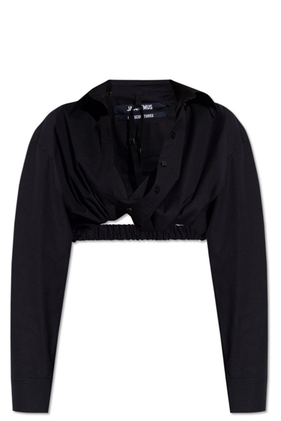 Shop Jacquemus Bahia Cropped Shirt In Black