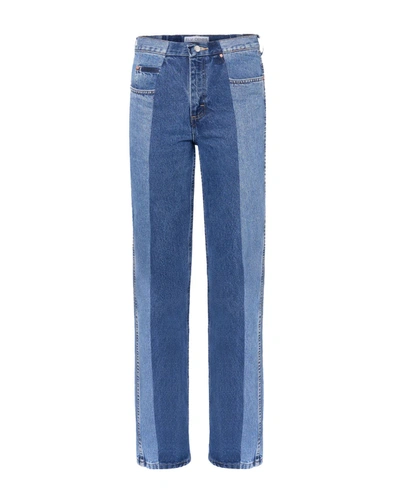 Shop E.l.v Denim Mid Dark Blue Stovepipe Jeans In Medium Wash Denim