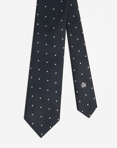 Shop Dunhill Silk Polka Dot Printed Tie In Blue