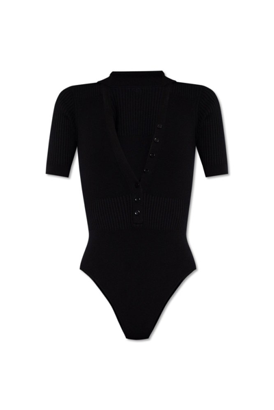 Shop Jacquemus Le Body Yauco Collared Bodysuit In Black