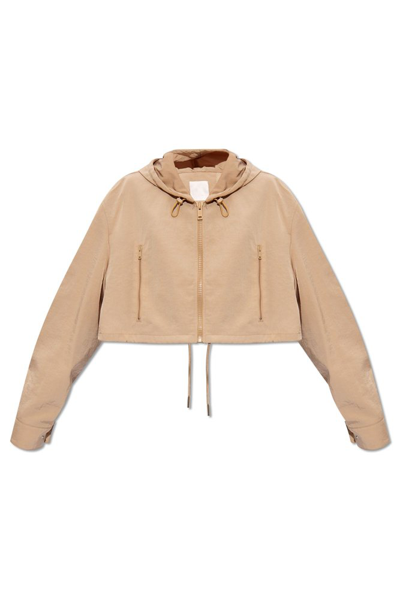 Shop Givenchy Hooded Cropped Jacket In Beige