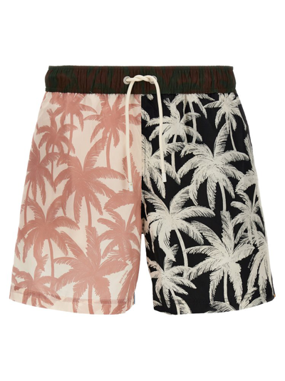 Shop Palm Angels Palms Patchwork Drawstring Swim Shorts In Multi