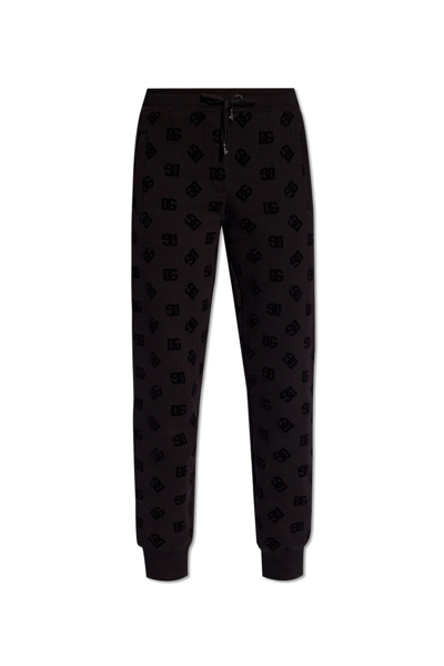 Shop Dolce & Gabbana Monogram Jacquard Sweatpants In Black