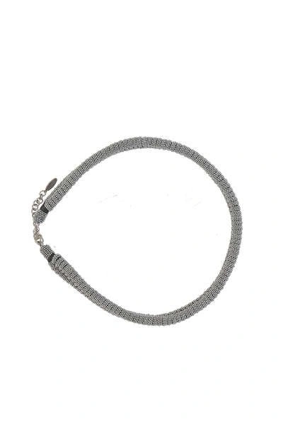 Shop Brunello Cucinelli Bead Detailed Necklace In Grey