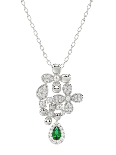 Marchesa Floral White Gold Pendant Necklace In White Gold