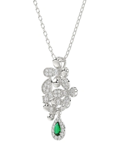 Marchesa Floral White Gold Pendant Necklace In White Gold