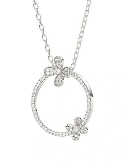 Marchesa Floral White Gold Pendant Necklace In White Gold
