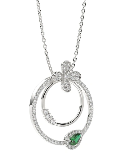 Marchesa Floral White Gold Pendant Necklace In White Gold