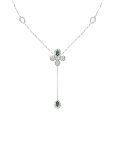 Marchesa Floral White Gold Y Necklace In White Gold