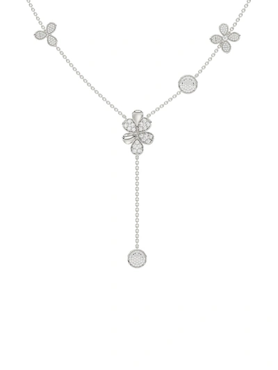 Marchesa Floral White Gold Y Necklace In White Gold