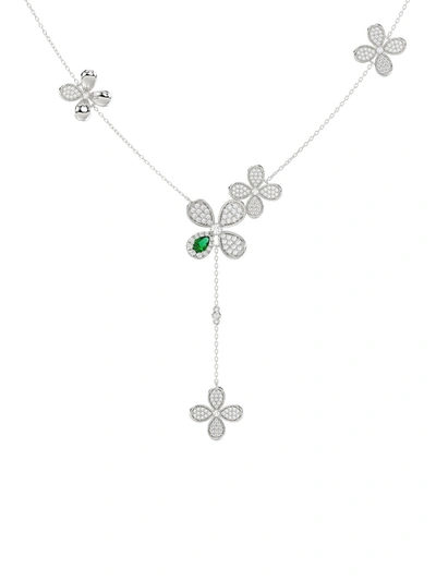 Marchesa Floral White Gold Y Necklace In White Gold
