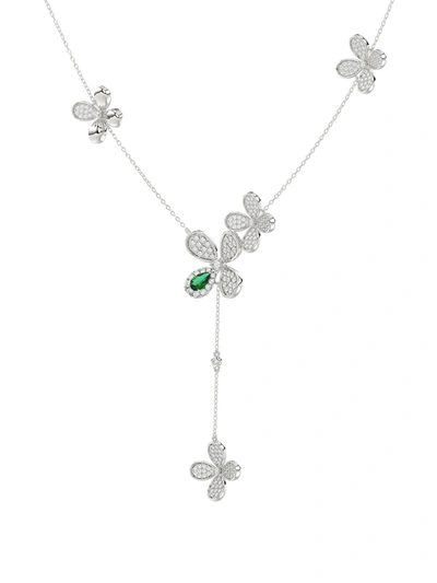 Marchesa Floral White Gold Y Necklace In White Gold