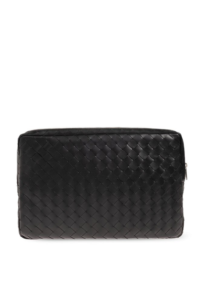 Shop Bottega Veneta Intrecciato Zipped Clutch Bag In Black