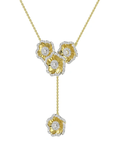 Marchesa Halo Flower Rose Gold Y Necklace In Rose Gold