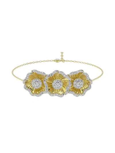 Marchesa Halo Flower Yellow Gold Bracelet In Yellow Gold