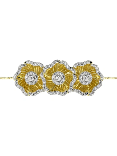 Marchesa Halo Flower Yellow Gold Bracelet In Yellow Gold