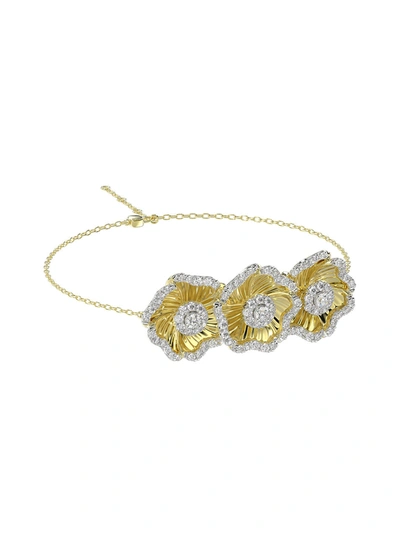 Marchesa Halo Flower Yellow Gold Bracelet In Yellow Gold