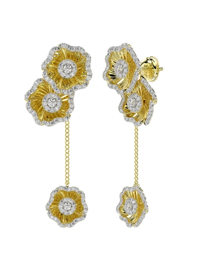 Shop Marchesa Halo Flower Yellow Gold Drop Earrings