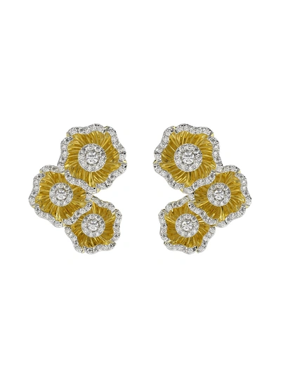 Shop Marchesa Halo Flower Yellow Gold Earrings