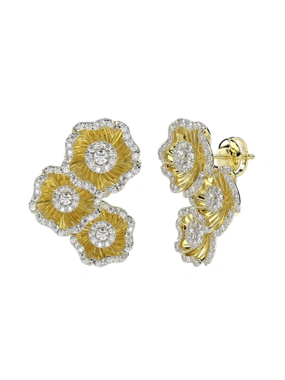 Marchesa Halo Flower Yellow Gold Earrings In Yellow Gold