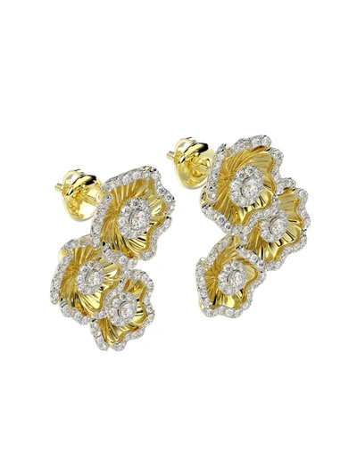 Marchesa Halo Flower Yellow Gold Earrings In Yellow Gold